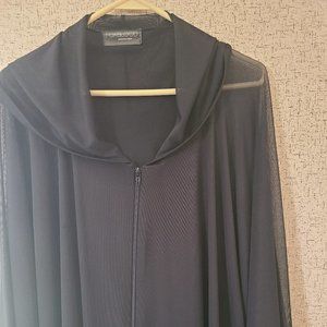 Mesh Zip Up Hooded Cloak